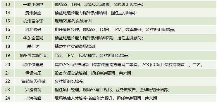 博革咨詢顧問精益咨詢項目成就